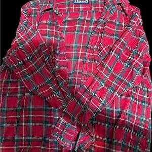 Vintage Honors Men's Red and Green Flannel Button Down Shirt